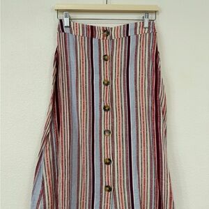 Elegant Multicolor Striped A-Line Skirt